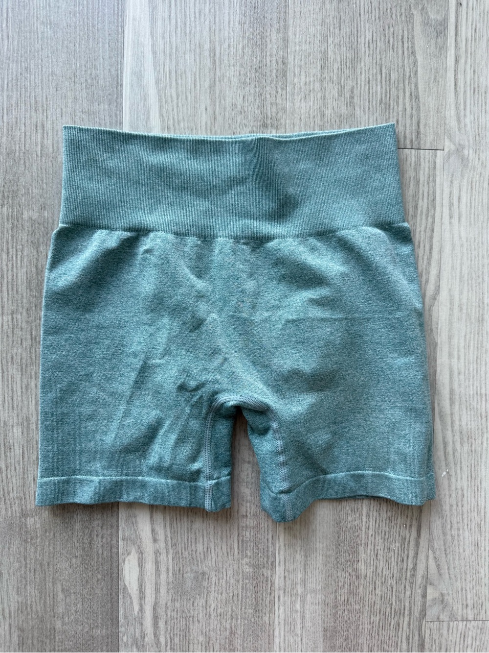 Seamless High-Waist Mini Shorts in Dusty Teal